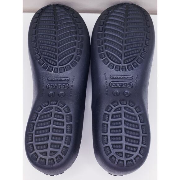 CROCS Girl's Size J2 KADEE Black Ballet Flats w/ Cut Out Slip On Shoes in VGUC - Picture 11 of 12